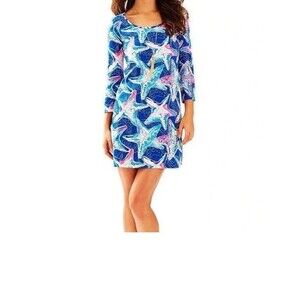 Lilly‎ Pulitzer Indigo Beacon Dress in Star Struck Print Pima Cotton EUC S